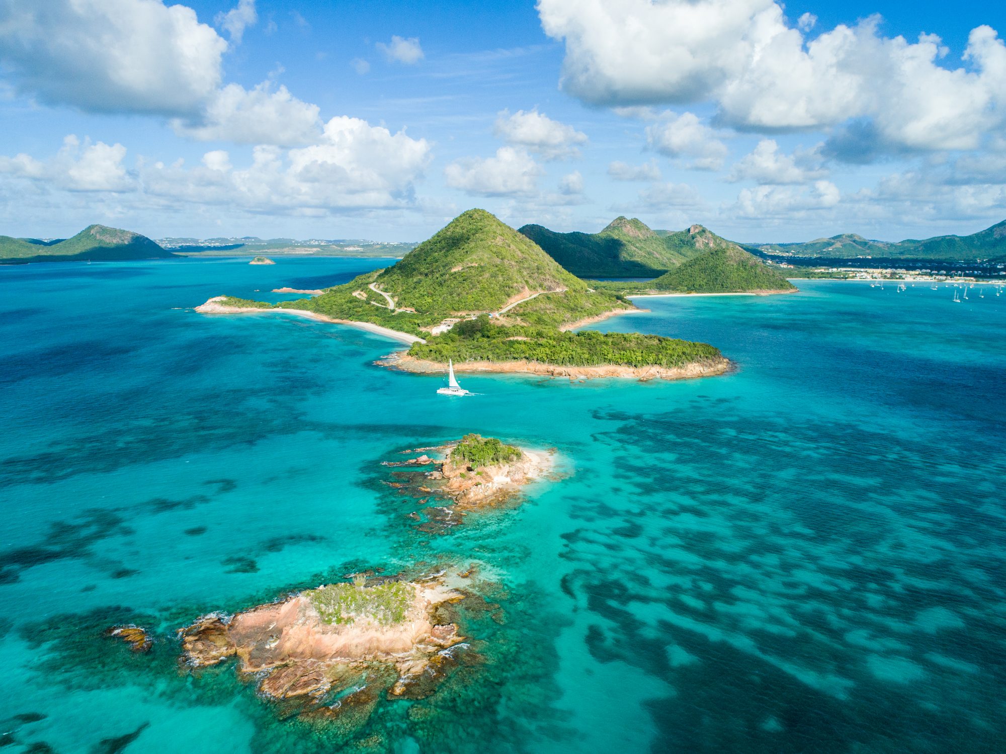 The Pearns Point peninsula and its offshore islets, Antigua's west coast